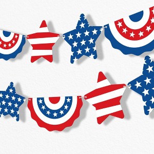Big Dot of Happiness Stars & Stripes Patriotic Garland Banner, 4th of July Party Decor Backdrop, Holiday Banner, 30 Feet of Cord, 15 Shaped Pieces - 1 of 4