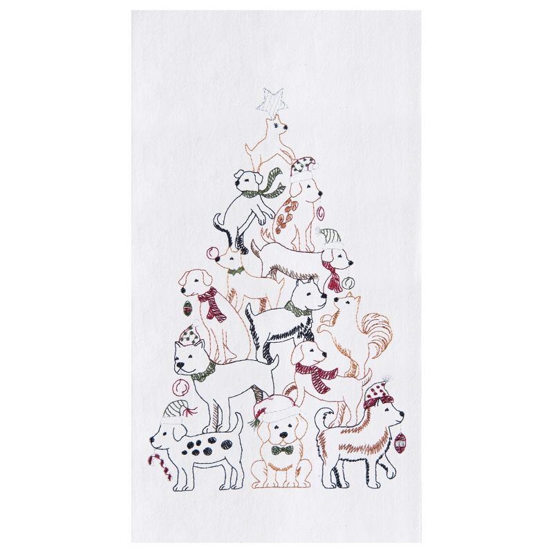 C&F Home Puppy Christmas Tree Flour Sack Kitchen Towel, 1 of 5