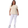 Agnes Orinda Women's Plus Size Crew Neck Short Sleeve Casual Knit Textured T-Shirts - 3 of 4
