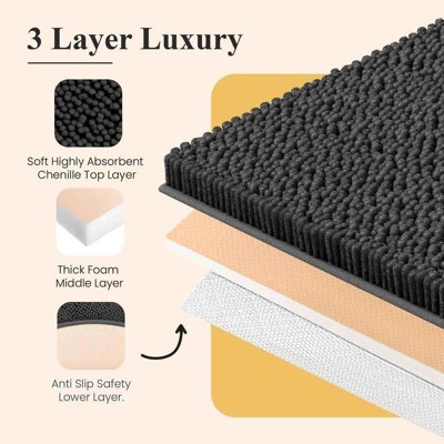 Gray Chenille Non-Slip Bath Runner Rug 31" x 59"