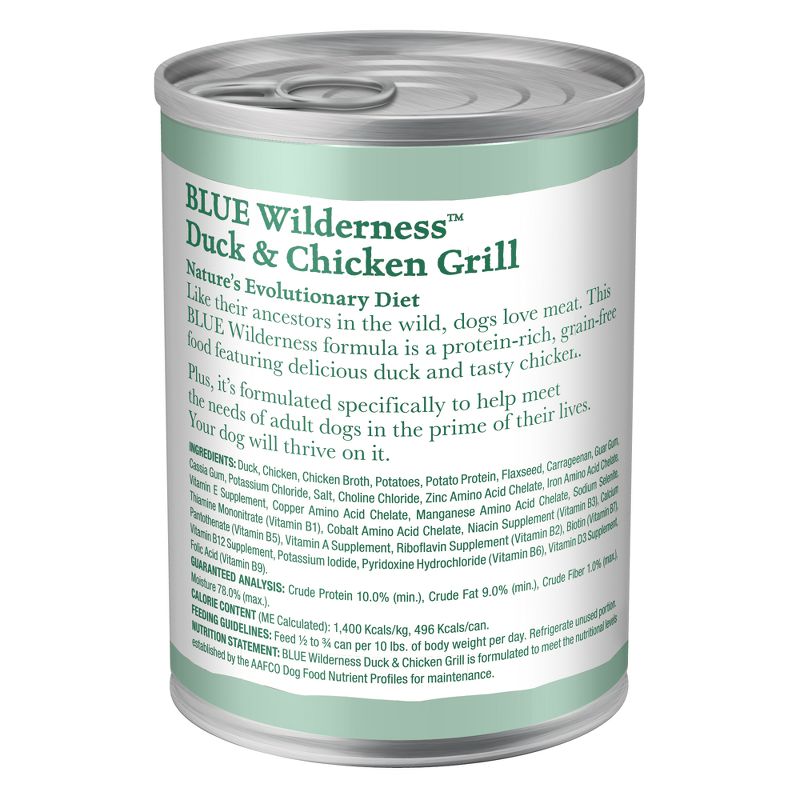 Blue Buffalo Wilderness High Protein Natural Adult Wet Dog Food Duck &#38; Chicken Grill - 12.5oz, 3 of 7