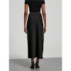Women's Satin Maxi Skirt - High Waist A-Line Long Skirt for Elegant Office Wear Black - 2 of 4