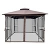 XIYUYEU 10x10 Patio Gazebo Canopy Tent With Ventilated Double Roof and Mosquito net for Lawn, Garden, Backyard and Deck, Brown - 3 of 4
