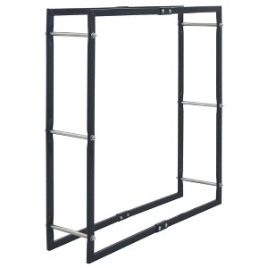 vidaXL Firewood Rack with Base Black Steel Organizer Log Holder Multi Sizes - 1 of 4