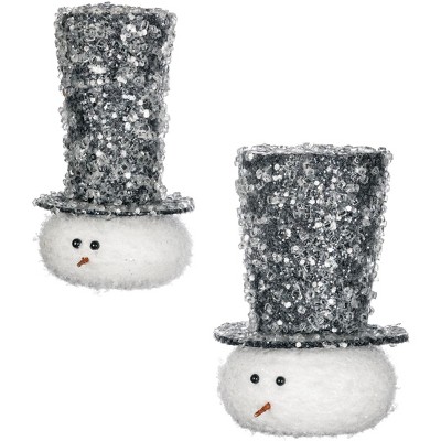 Sullivans Set of 2 Snowman Ornaments 6"H & 6"H Black