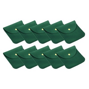 Unique Bargains Portable  Velvet Snap Button Soft Storage Jewelry Pouches 10 Pcs - 1 of 4