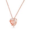 Bella Silver Sterling Silver Heart Morganite CZ with White CZ Border 18" Pendant Necklace - Rose Gold Plated - Rose - 2 of 3