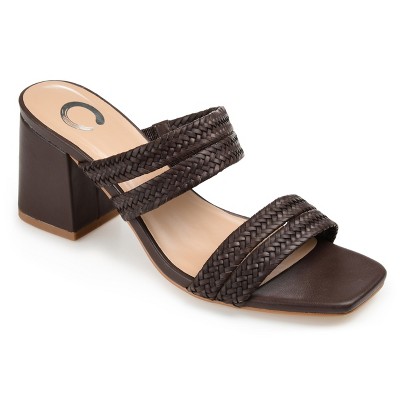 Journee Collection Womens Natia Wide Width Open Square Toe Block Heel Sandals