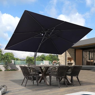 PURPLE LEAF Patio Umbrella with Base Outdoor Rectangle Large Cantilever Umbrella Heavy Duty Outdoor Market Umbrella for Garden Deck Backyard Pool