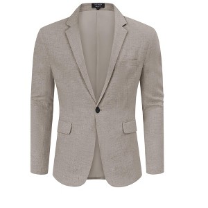 Men's Casual Sport Coat Lightweight Linen Blazer One Button Business Suit Jackets Stylish Daily Suits - 1 of 4