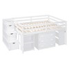 TIRAMISUBEST Full Size Low Loft Bed with Retractable Writing Desk and 3 Drawers, Wooden Loft Bedframe with Storage Stairs and Shelves - 4 of 4
