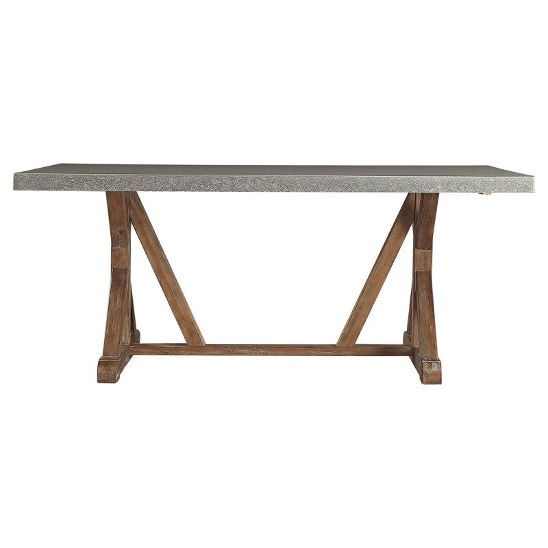 Camilla Farmhouse Concrete Topped Trestle Dining Table Vintage Pine - Inspire Q, 1 of 8