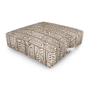 Little Arrow Design Co rayleigh feathers brown Outdoor Floor Cushion - Deny Designs