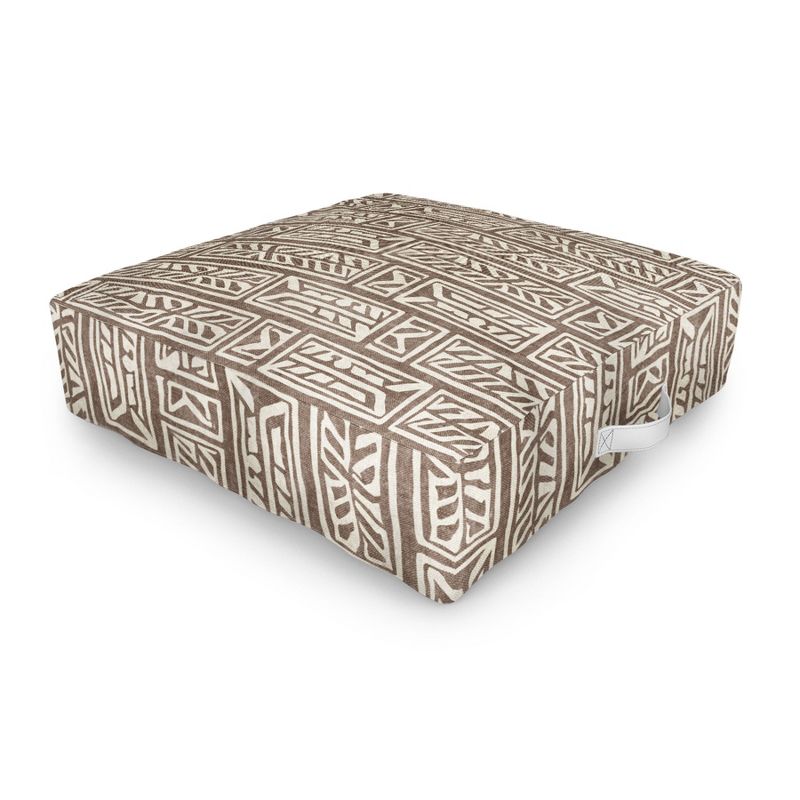 Little Arrow Design Co rayleigh feathers brown Outdoor Floor Cushion - Deny Designs, 1 of 3