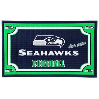 Evergreen Team Sports America NFL Seattle Seahawks Embossed Outdoor-Safe Mat - 30" W x 18" H Durable Non Slip Floormat for Football Fans