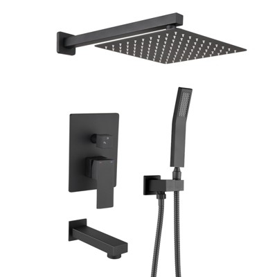 PROOX 2-Handle 3-Spray Wall Mount Tub and Shower Faucet with Handheld Shower Head