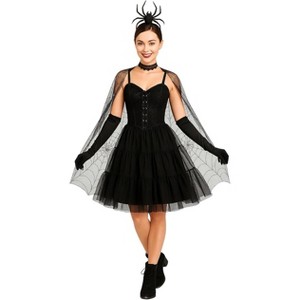 Women’s Black Halloween Petticoat Skirt, Crinoline Slip for Witch, Vampire, and Cosplay Costumes- Black - 1 of 4