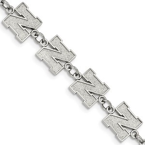 Black Bow Jewelry Stainless Steel Nebraska Cornhuskers NCAA charm Bracelet 8 Inch - 1 of 4