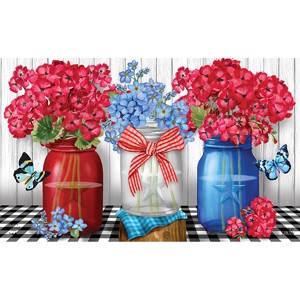 Briarwood Lane Summer Doormat 30x18 Indoor Outdoor Red White and Blue Jars For Summer Doormat - 1 of 4