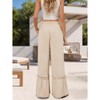 Women's High Waist Casual Drawstring Wide Leg Pants Comfortable Cute Long Pants With Pockets Beige L - 2 of 3