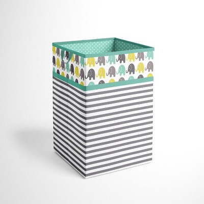Bacati - Elephants Mint/Yellow/Gray Collapsible Laundry Hamper