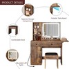 Vanity Desk with LED Lighted Mirror & Power Outlet, Makeup Vanity with Drawers & Cabinet & Chair - 4 of 4