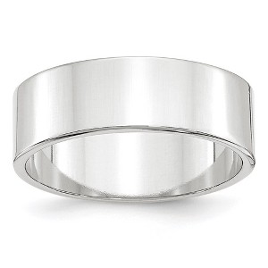 Black Bow Jewelry 7mm 14K White or 14K Yellow Gold Lightweight Flat Standard Fit Band - 1 of 4