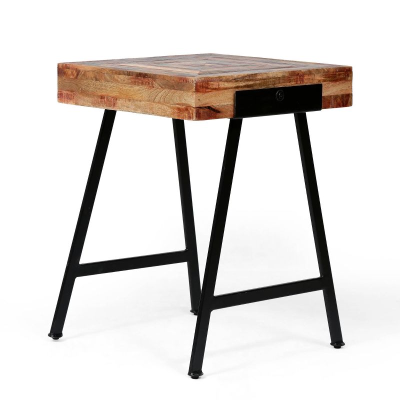 Mcmullen Handcrafted Boho Mango Wood End Table Natural/Black - Christopher Knight Home, 4 of 10