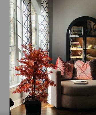 Vickerman 4' Outdoor Artificial Orange Maple in Gray Plastic Pot