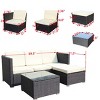 Outdoor 5-Piece Seating Set, PE Rattan Wicker Lounge Set with Glass Coffee Table, Lounge Set with Iron Frame and Polyester Cushions-Coolbibila - 4 of 4