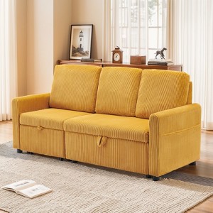 Gymojoy 71" Corduroy Fabric L-Shaped Sofa with Reversible Chaise & Seats Storage for Living Room - 1 of 4