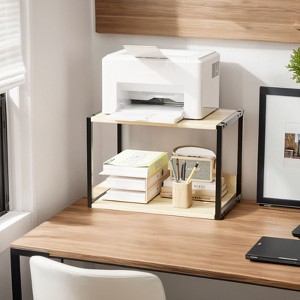 Karl Home 2-Tier Printer Stand P2 Particleboard Oak Color Combo A 17.7x12x13.4 Inches - 1 of 4