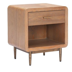 Side Table Brown 20.1"H – Modern Square MDF & Steel Table With Drawer & Shelf By Zuo Modern - 1 of 4