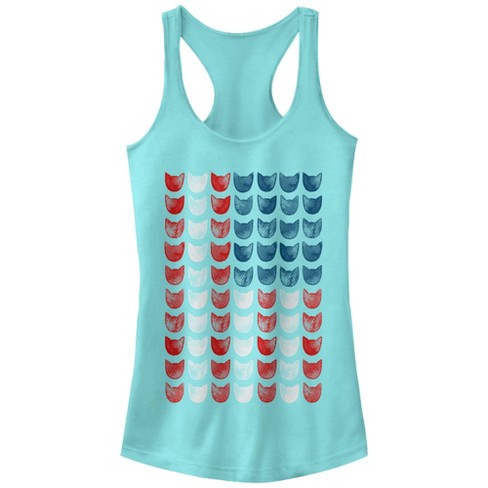 Juniors Womens Lost Gods Fourth of July  Cat American Flag Racerback Tank Top - image 1 of 3