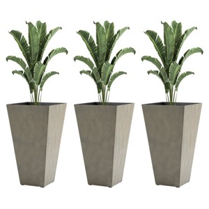 SEVOBAL Planters Large Taper Planters with Drainage Holes and Plug, Set of 3 Tall for Outdoor and Indoor Plant Pots, Gray, 15.75"*15.75"*28" - 1 of 4