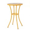 Okak Outdoor Side Table Round Tile Mosaic Patio Accent Indoor End Plant Metal Coffee Tea Table for Yard Garden Patio Living Room Bedroom, Yellow - 4 of 4