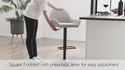 Luther Cream Adjustable Swivel Bar Stool with Metal Base