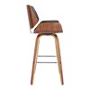 FurniFact,Mid-Century Swivel Bar Stool with Walnut Veneer and Faux Leather Seat - 4 of 4