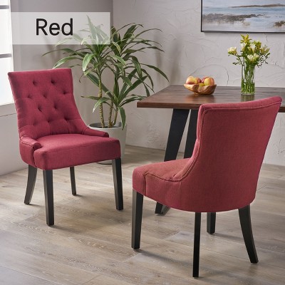 Hrinhom 21.5"W 2 Sets of Diamond Tufted Backrest Dining Chairs,Wooden Legs,Fabric