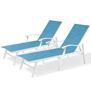 Pellebant Outdoor Patio Aluminum Adjustable Chaise Lounge Chairs with Arms - 1 of 4