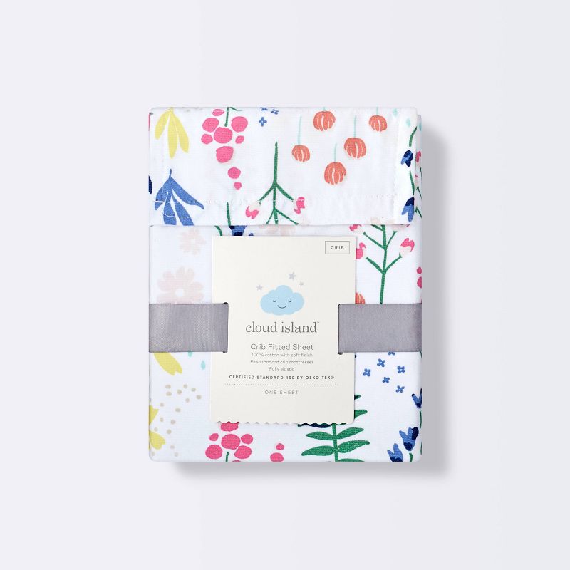Fitted Crib Sheet Wildflower - Cloud Island&#8482; White Floral, 6 of 7