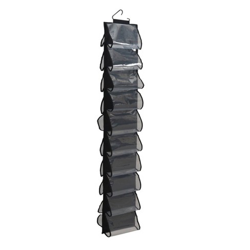 Household Essentials 20 Pocket Hanging Shoe Organizer Black Linen