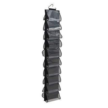 Household Essentials 20-Pocket Hanging Shoe Organizer Black Linen