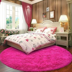 LOVEVOOK Round Fluffy Area Rug - Super Soft Circle Rugs for Kids Room - Shaggy Rugs for Nursery Fuzzy Carpet for Boys Girls Room - 1 of 4