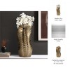 Vase Aluminum Leaf Textured Design Home Office Bedroom Living Room Decor - 16" Gold & Metallic - 3 of 4