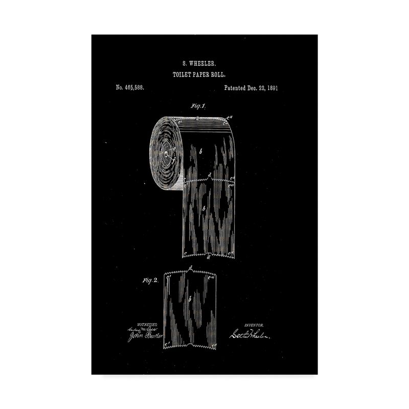 Trademark Fine Art -Claire Doherty 'Toilet Paper Roll Patent 1891 Black' Canvas Art, 2 of 4