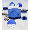TackView Ice Fishing Insulated Tent, 3-4 Person Shelter Large Pop-Up Portable Hub-Style Ice Fishing Shelter, Blue - 4 of 4