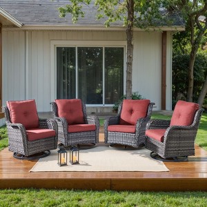 Gymojoy 4 Pieces Outdoor Rocking Chair Rattan Rocker Chairs with Cushion - 1 of 4