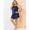 Women's Plus Size 2 Piece Lace Panel Elastic Waist Sleeveless Pajama Sets - Agnes Orinda - 2 of 4