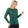 Anna-Kaci Women's Long Sleeve Sequin Top with Crew Neck and Fitted Silhouette - 2 of 4